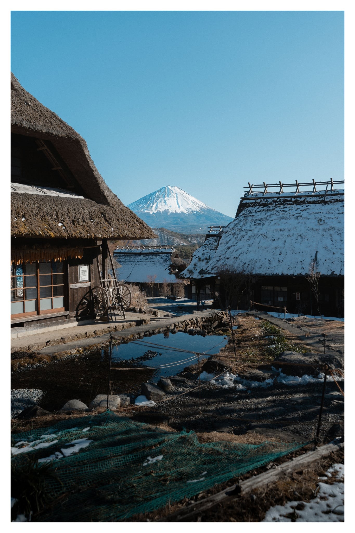 Thatched Village Beneath Fuji